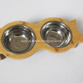 Bamboo Elevated Dog Pet Food and Water Bowls